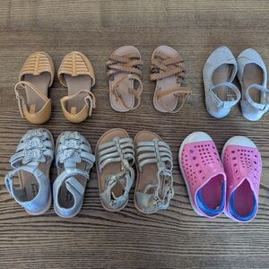 Toddler girls 6c summer sandal shoe bundle old navy Skechers cat jack